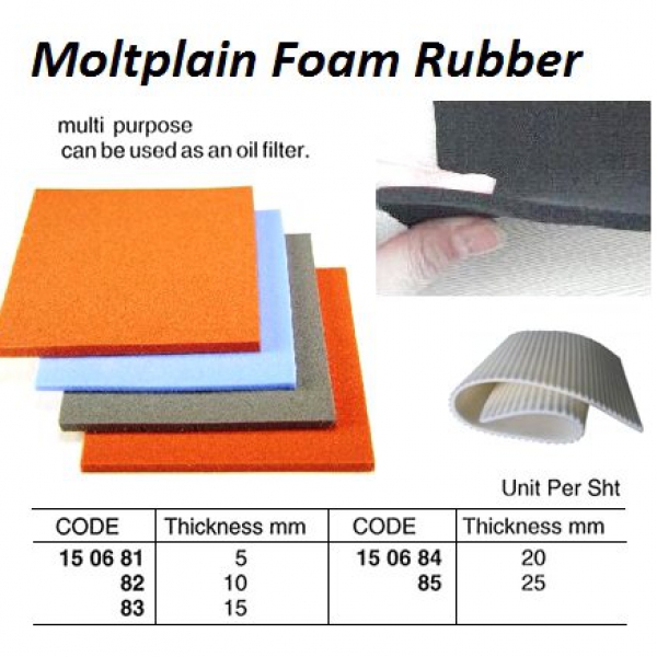 150685-FOAM RUBBER SHEET MOLTPLAIN, 25MM 1X2MTR