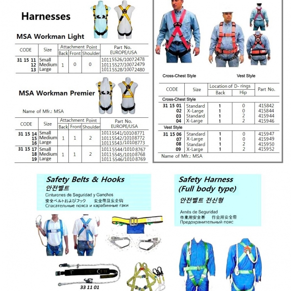 311515-HARNESS S’GL D-RING WORKMAN, MSA PREMIER QWIK-FIT M 10115542